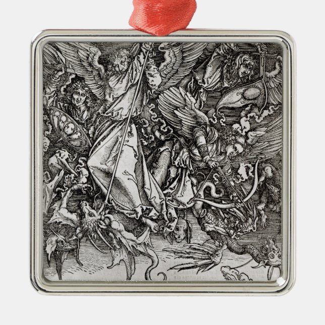 St Michael und der Drache, von einem Latein Silbernes Ornament (Vorne)