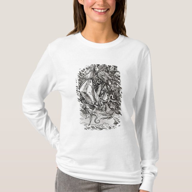 St Michael und der Drache, von einem Latein T-Shirt (Vorderseite)