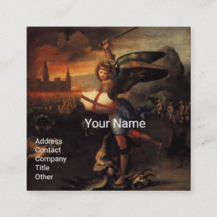 St. Michael und Dragon Quadratische Visitenkarte