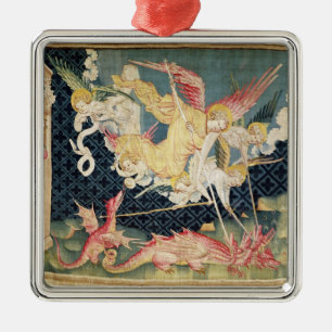 St Michael und seine Engel, die den Drachen Silbernes Ornament