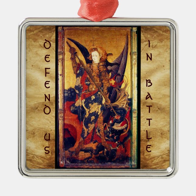 St. Michael Vanquishing Devil as Mittelalterlicher Silbernes Ornament (Vorne)