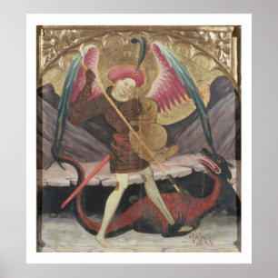 St Michael Vanquishing Evil, c.1480 (tempera on pa Poster