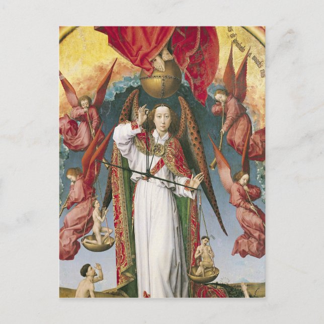 St. Michael Weighing die Soule Postkarte (Vorderseite)