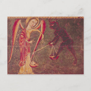 St. Michael Weighing Soule, aus einem Altarbild Postkarte