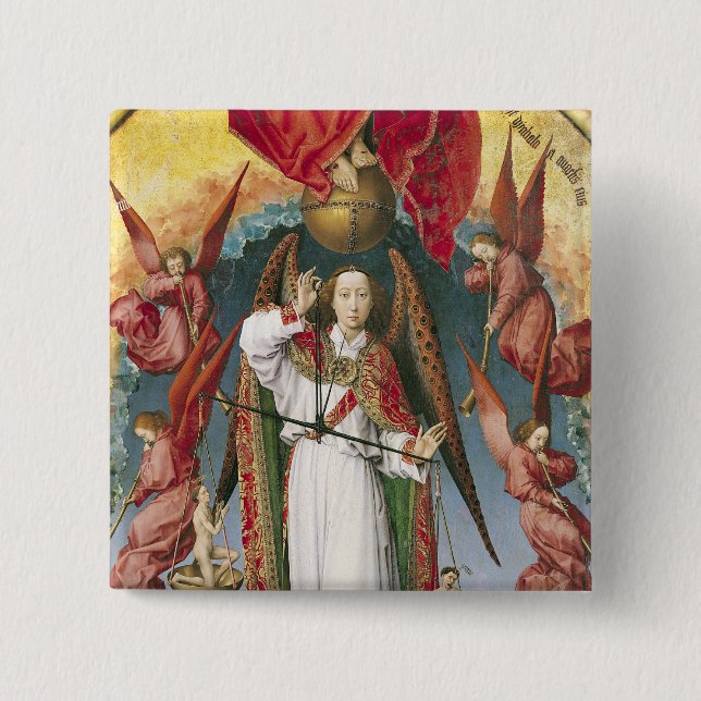 St Michael, welches die Soule wiegt Button (Vorderseite)