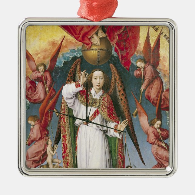 St Michael, welches die Soule wiegt Silbernes Ornament (Vorne)