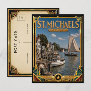 St. Michaels Maryland Vintage Art Deco Golden Age Postkarte