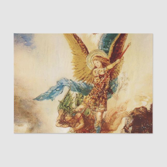 “St Micheal Vanquishing Satan” by Gustave Moreau Seidenpapier (Vorderseite)