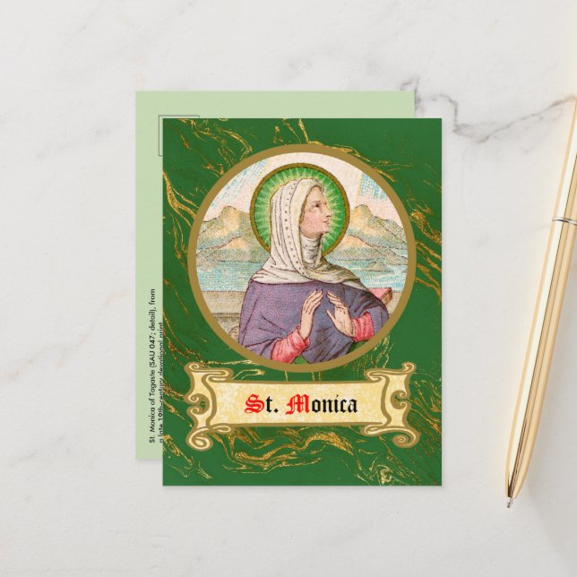 St. Monica von Tagaste (SAU 047; Einzelheiten) Postkarte (Vorderseite/Rückseite Beispiel)