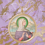 St. Monica von Tagaste (SAU 047; Einzelheiten) Vergoldete Kette<br><div class="desc">Sie war einem missbräuchlichen, philandernden Heiden verheiratet, zog aber drei Kinder - zwei Jungen und ein Mädchen - auf Heiligkeit auf. Die St. Monica von Tagaste in der römischen Provinz Numidia (heute Souk Ahras, Algerien) ist das Plakatkind für die leidgeprüfte, verheiratete Christliche Frau mit Kindern. Heute würden wir sie als...</div>