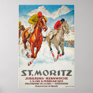 St Moritz Jubiläums-Rennwoche 1925 Schweiz Poster