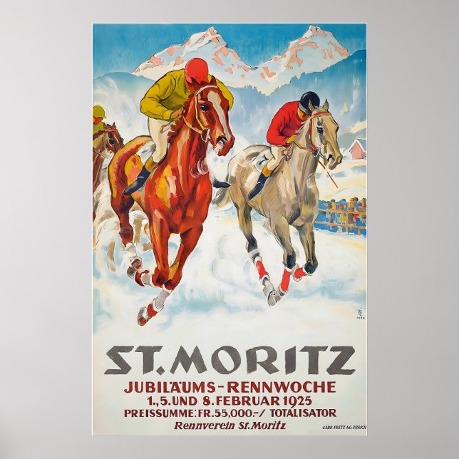 St Moritz Jubiläums-Rennwoche 1925 Switzerland Poster (Vorne)