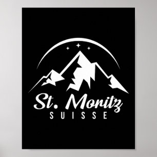 St. Moritz Schweiz Skigebiet Snowboard Poster