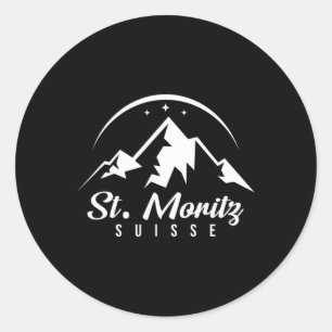 St. Moritz Schweiz Skigebiet Snowboard Runder Aufkleber