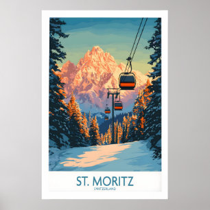 St Moritz Ski Druck - Schweiz 1 Poster