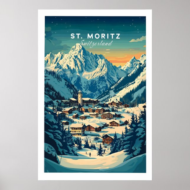 St Moritz Ski Poster - Schweiz 1 (Vorne)