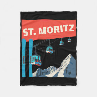 St. Moritz Skiing - Retro St. Moritz Ski  Fleecedecke