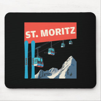 St. Moritz Skiing - Retro St. Moritz Ski  Mousepad