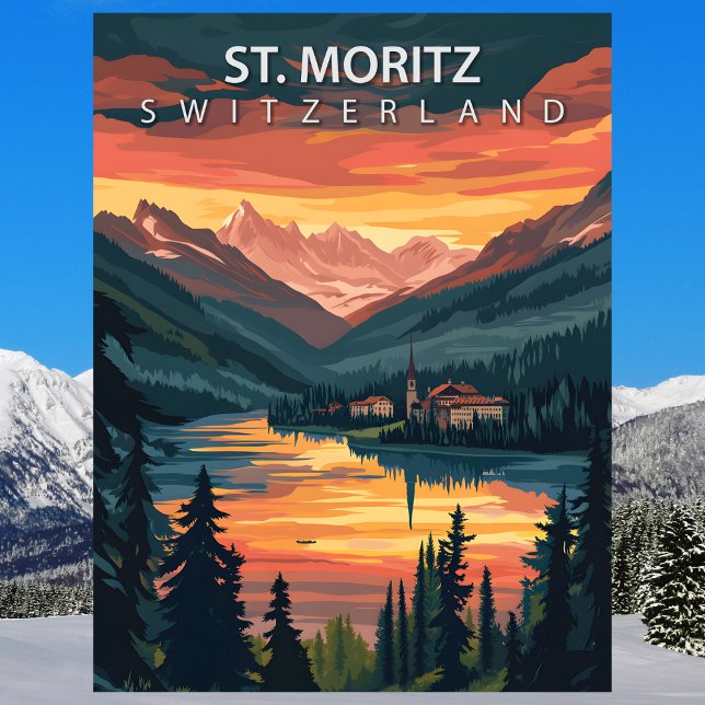 St. Moritz Switzerland Travel Alpine Winter Postkarte (St. Moritz Switzerland Travel Alpine Winter Postcard
)