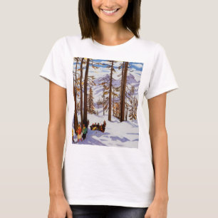 St. Moritz Vintage Skiers Alpine Eleganz Kunst T-Shirt