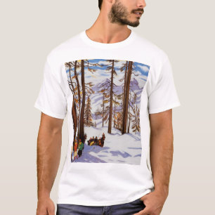 St. Moritz Vintage Skiers Alpine Eleganz Kunst T-Shirt