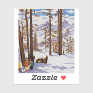 St. Moritz Vintage Skifahrer Alpine Eleganz Kunst Aufkleber