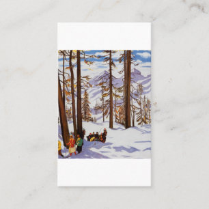 St. Moritz Vintage Skifahrer Alpine Eleganz Kunst Visitenkarte