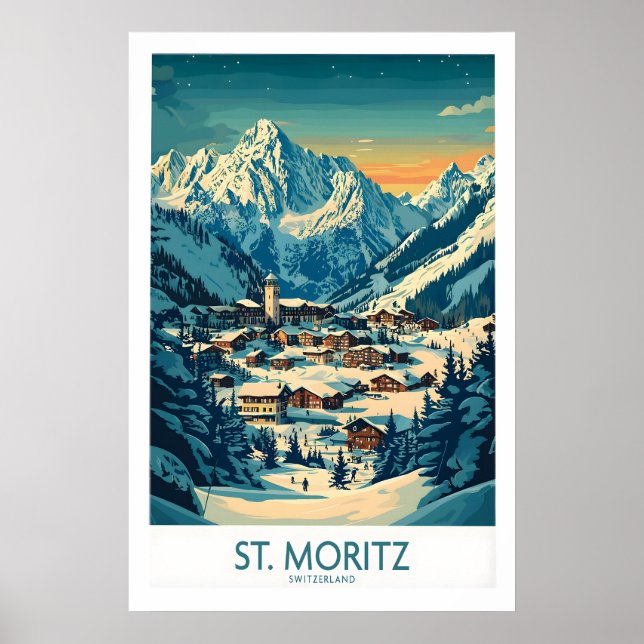 St Moritz Wandkunst - Schweiz 1 Poster (Vorne)