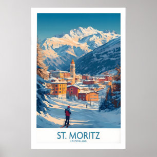 St Moritz Wandkunst Ski Poster 1