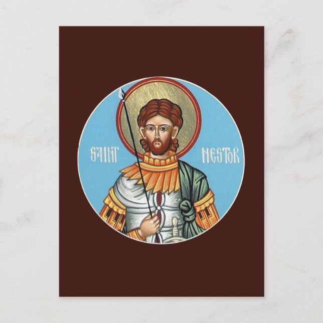 St. Nestor Thessolonica Gebetskarte Postkarte (Vorderseite)