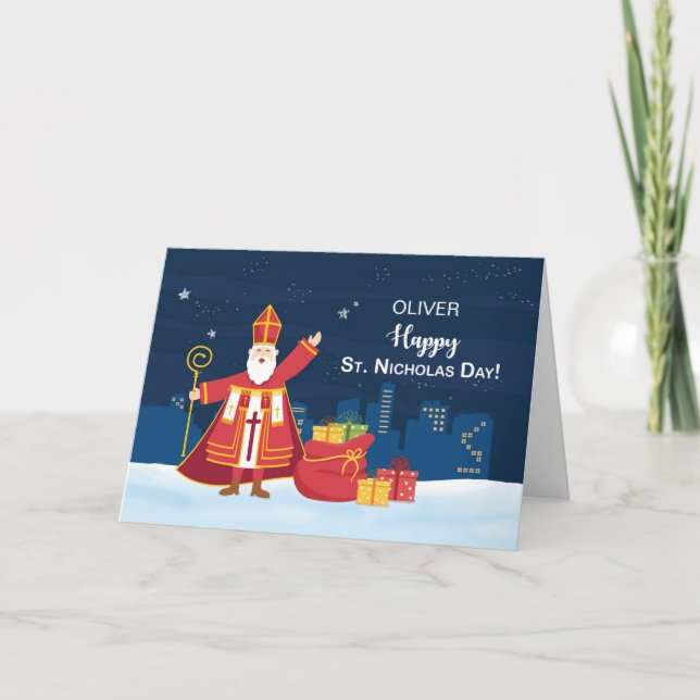 St. Nicholas Day Individuelle Name gefüllt mit Fre Karte (Vorderseite)