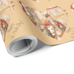 St. Nicholas Hearts Sinterklaas St. Nicks Day Wra Geschenkpapier