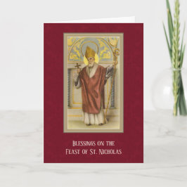 St. Nicholas Katholischer Feiertag Religiös Feiertagskarte