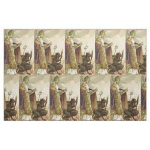 St. Nicholas Krampus Pitchfork Priester Stoff