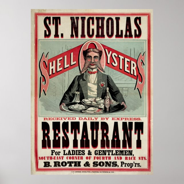St. Nicholas Restaurant, Cincinnati, Vintage Ad Poster (Vorne)