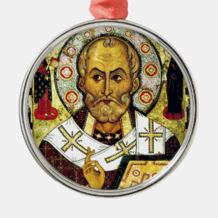 St. Nicholas - Schutzheilige der Kinder Silbernes Ornament