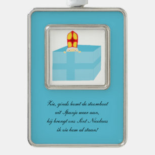 St. Nicholas Sinterklaas Kinder Kunst, Dichtung un Rahmen-Ornament Silber