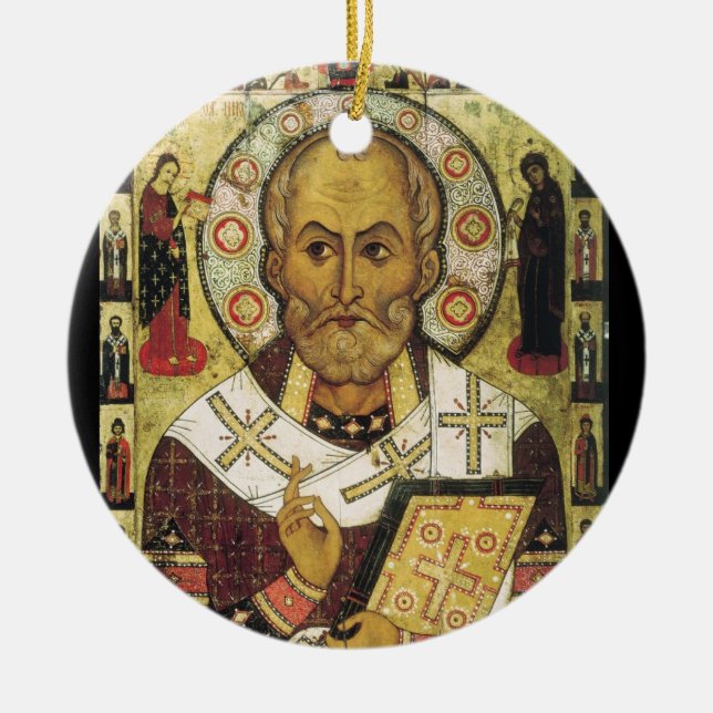 St. Nicholas St. Nick Santa Russian Icon 1294 Keramik Ornament (Vorne)