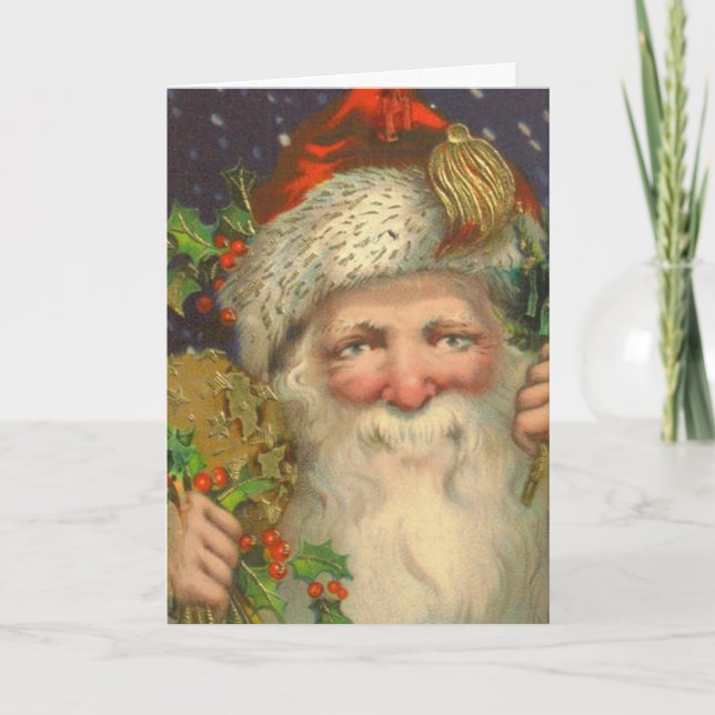 St Nicholas Vintage Weihnachtskarte Feiertagskarte (Vorderseite)