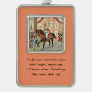St. Nick Dutch Sinterklaas Reiten auf Vintagem Pfe Rahmen-Ornament Silber