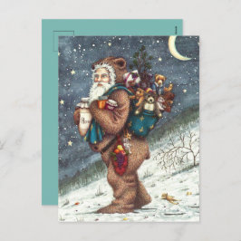 ST. NICK IN TEDDY BEAR ANZUG, CHRISTMAS TEDDIES FEIERTAGSPOSTKARTE