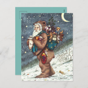 ST. NICK IN TEDDY BEAR ANZUG, CHRISTMAS TEDDIES FEIERTAGSPOSTKARTE