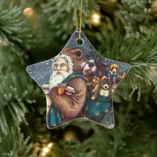 ST. NICK IN TEDDY BEAR ANZUG, CHRISTMAS TEDDIES KERAMIK ORNAMENT