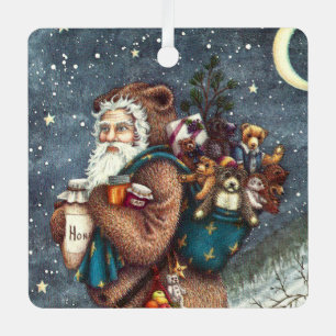 ST. NICK IN TEDDY BEAR ANZUG, CHRISTMAS TEDDIES ORNAMENT AUS METALL