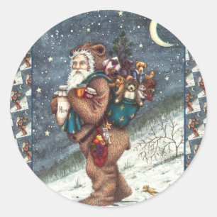 ST. NICK IN TEDDY BEAR ANZUG, CHRISTMAS TEDDIES RUNDER AUFKLEBER