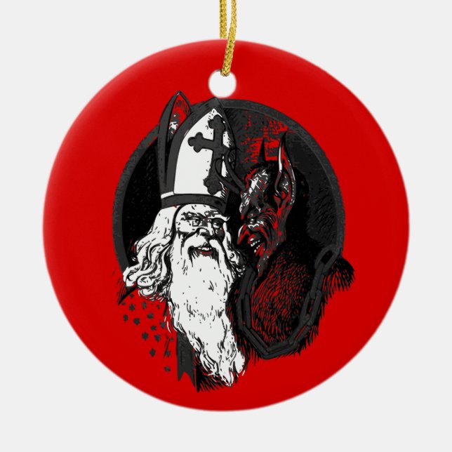 st Nick krampus Keramik Ornament (Vorne)