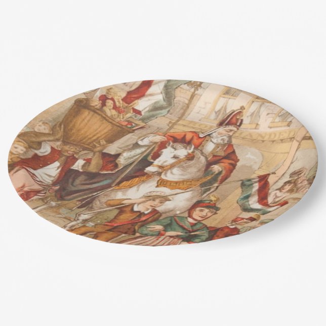 St. Nick-Sankt- Nikolausholländer Sinterklaas Pappteller (Schrägansicht)