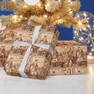 St. Nick St. Nicholas Dutch Sinterklaas Vintag Geschenkpapier