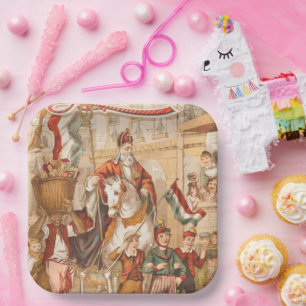 St. Nick St. Nicholas Dutch Sinterklaas Vintag Pappteller