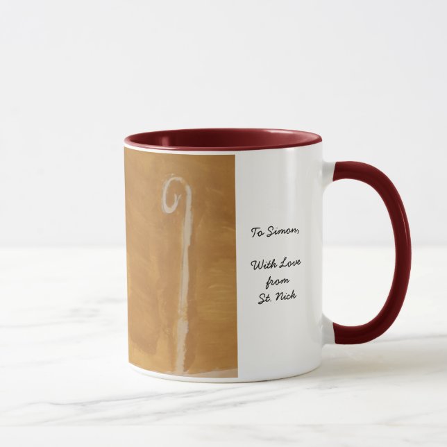 St. Nick St. Nicholas Sinterklaas Watercolor Miter Tasse (Rechts)